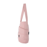 Padded recycled polyester tote bag with 15.6” laptop sleeve 18L light pink colour side view