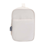 Recycled polyester wash bag with padded hanger 8L sand colour side view