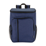 Cooler backpack for picnic with reusable cutlery 20L marbled blue colour second front view