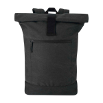 Water-repellent roll-top backpack with 14” laptop sleeve 16L black colour second front view