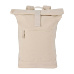 Water-repellent roll-top backpack with 14” laptop sleeve 16L sand colour second front view