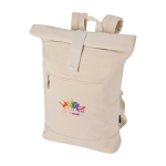 Water-repellent roll-top backpack with 14” laptop sleeve 16L sand colour