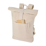 Water-repellent roll-top backpack with 14” laptop sleeve 16L sand colour second view