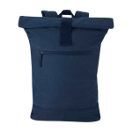 Water-repellent roll-top backpack with 14” laptop sleeve 16L navy-blue colour second front view