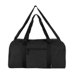 Waterproof recycled canvas travel bag with front pocket 40L black colour second front view