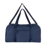 Waterproof recycled canvas travel bag with front pocket 40L navy-blue colour second front view