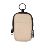 Water-repellent recycled polyester coin purse with clip ivory colour second front view