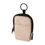 Water-repellent recycled polyester coin purse with clip ivory colour