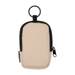Water-repellent recycled polyester coin purse with clip ivory colour second rear view