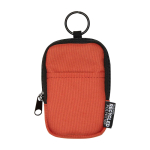 Water-repellent recycled polyester coin purse with clip dark orange colour second front view