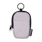 Water-repellent recycled polyester coin purse with clip lilac colour second front view