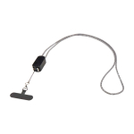 Smartphone lanyard with integrated 5-in-1 cable and USB connections black colour second front view