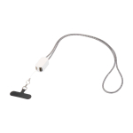 Smartphone lanyard with integrated 5-in-1 cable and USB connections white colour second front view