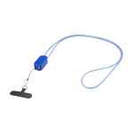 Smartphone lanyard with integrated 5-in-1 cable and USB connections royal blue colour second front view