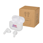 Bluetooth earphones with compact charging case up to 4h white colour