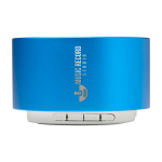 Recycled aluminium Bluetooth speaker with microphone 3W royal blue colour printed logo view 2