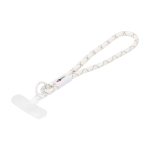 Smartphone wrist strap with adjustable strap and insert for phone case white colour pad printing view