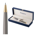 Timeless lacquered blue ink ballpoint pen Waterman Hemisphere M grey colour third view