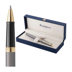 Metallic lacquered ballpoint pen in black ink Waterman Hemisphere F grey colour third view