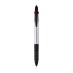 3-in-1 pen with stylus and 3 ink colours in metallic finish silver colour