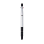 3-in-1 pen with stylus and 3 ink colours in metallic finish silver colour second rear view