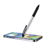 3-in-1 pen with stylus and 3 ink colours in metallic finish silver colour second view
