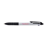 3-in-1 pen with stylus and 3 ink colours in metallic finish silver colour
