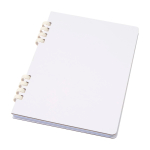 A5 hardback recycled paper notebook with spiral binding, lined pages white colour