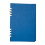 A5 hardback recycled paper notebook with spiral binding, lined pages navy-blue colour second front view