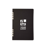 A5 hardback recycled paper notebook with spiral binding, lined pages main view