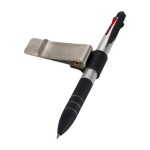 Stainless steel pen clip with faux leather sleeve black colour second view