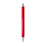 Recycled plastic ballpoint pen with black semi-gel ink 0.7 mm red colour second front view