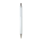 Recycled plastic ballpoint pen with black semi-gel ink 0.7 mm white colour second front view