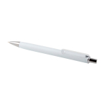 Recycled plastic ballpoint pen with black semi-gel ink 0.7 mm white colour second view