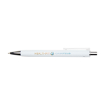Recycled plastic ballpoint pen with black semi-gel ink 0.7 mm white colour