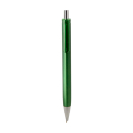 Recycled plastic ballpoint pen with black semi-gel ink 0.7 mm green colour second front view