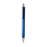 Recycled plastic ballpoint pen with black semi-gel ink 0.7 mm navy-blue colour second front view