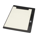 Faux leather A4 clipboard with magnetic clip and lined sheets black colour