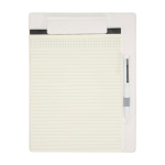 Faux leather A4 clipboard with magnetic clip and lined sheets white colour second front view