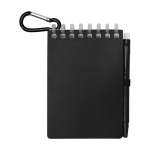 Mini spiral-bound notebook with black ink pen black colour second front view