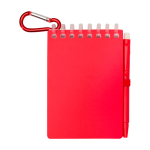 Mini spiral-bound notebook with black ink pen red colour second front view