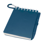 Mini spiral-bound notebook with black ink pen navy-blue colour
