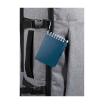Mini spiral-bound notebook with black ink pen navy-blue colour close-up view 1