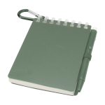 Mini spiral-bound notebook with black ink pen marbled green colour