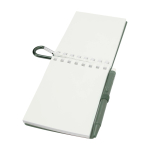 Mini spiral-bound notebook with black ink pen marbled green colour second view