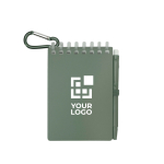 Mini spiral-bound notebook with black ink pen main view