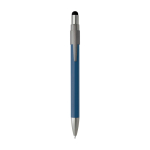 Ballpoint pen with stylus tip and rotating spinner, blue ink navy-blue colour second front view