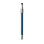 Ballpoint pen with stylus tip and rotating spinner, blue ink navy-blue colour second rear view