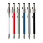 Ballpoint pen with stylus tip and rotating spinner, blue ink navy-blue colour second multiple colours view