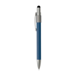Ballpoint pen with stylus tip and rotating spinner, blue ink navy-blue colour side view